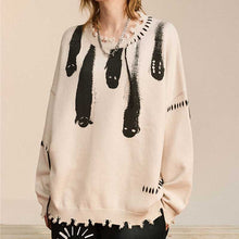 Load image into Gallery viewer, Printed Crew Neck Fringe Knit Sweater