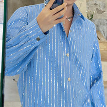 Load image into Gallery viewer, Glitter Stripe Stage Show Long Sleeve Shirt