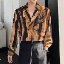 Load image into Gallery viewer, Ink Print Double Breasted Long Sleeve Shirt