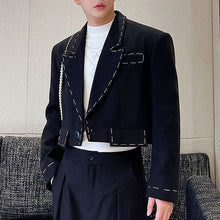 Load image into Gallery viewer, Hand-stitched Black Cropped Jacket