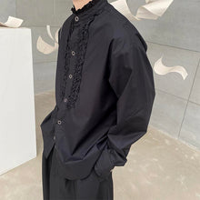 Load image into Gallery viewer, Ruffles Stand Collar Zipper Cutout Off Shoulder Shirt