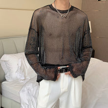 Load image into Gallery viewer, Glitter Sheer Mesh Long Sleeve T-Shirt