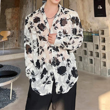 Load image into Gallery viewer, Floral Print Tulle Sheer Long Sleeve Shirt