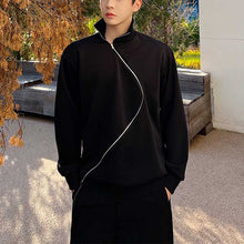 Load image into Gallery viewer, Irregular Metal Zipper Half Turtleneck Sweater