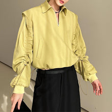 Load image into Gallery viewer, Drawstring Sleeves Half Zip Long Sleeves Sweatshirts