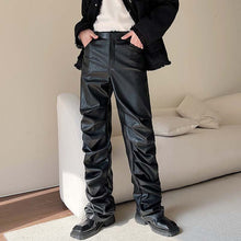 Load image into Gallery viewer, Dark Punk Folded Pile PU Pants