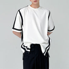 Load image into Gallery viewer, Paneled Contrast Striped Short Sleeve T-Shirt