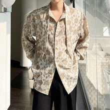Load image into Gallery viewer, Printed Collar Ribbon Long Sleeve Shirt