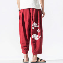 Load image into Gallery viewer, Cotton Linen Print Loose Ninth Pants