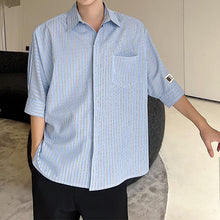 Load image into Gallery viewer, Blue Stripe Half Sleeve Shirt