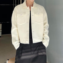 Load image into Gallery viewer, Solid Lapel Knit Cropped Jacket