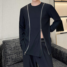 Load image into Gallery viewer, Slim Fit Double Zip Slit Long Sleeve T-Shirt