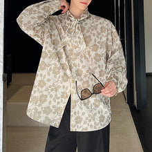 Load image into Gallery viewer, Printed Collar Ribbon Long Sleeve Shirt