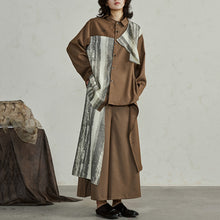 Load image into Gallery viewer, Irregular Patchwork Long-sleeved Shirt Multi-piece Wide-leg Pants Suit