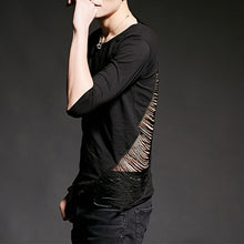 Load image into Gallery viewer, Slim Fit Fringe Cutout Half Sleeve T-Shirt