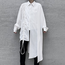 Load image into Gallery viewer, Drawstring Asymmetric Hem Midi Shirt