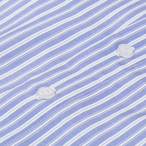 Blue Striped Casual Stand Collar Shirt
