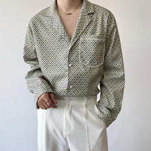 Load image into Gallery viewer, Vintage Pattern Cuban Collar Long Sleeve Shirt