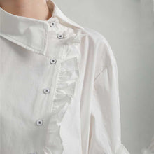 Load image into Gallery viewer, Asymmetric Collar Ruffles Mid Length Shirts