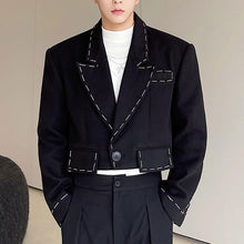 Load image into Gallery viewer, Hand-stitched Black Cropped Jacket