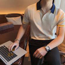 Load image into Gallery viewer, Contrast Lapel Knit Polo Shirt