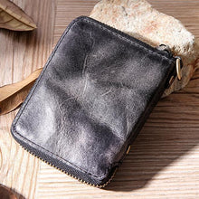 Load image into Gallery viewer, Hand Made Retro Genuine Leather Zipper Wallet