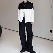 Load image into Gallery viewer, Black and White Color Contrast Lapel Blazer