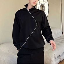 Load image into Gallery viewer, Irregular Metal Zipper Half Turtleneck Sweater