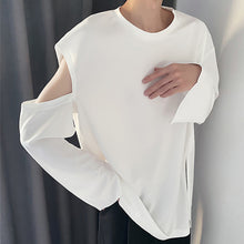 Load image into Gallery viewer, Shoulder Cutout Hem Split Bottom Shirt