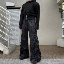 Load image into Gallery viewer, Dark Elastic Pleated Floor-length Trousers
