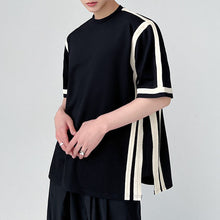 Load image into Gallery viewer, Paneled Contrast Striped Short Sleeve T-Shirt