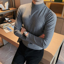 Load image into Gallery viewer, Half Turtleneck Slim Striped Long Sleeve Top
