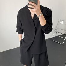 Load image into Gallery viewer, Suit Collar Shirt And Shorts Set