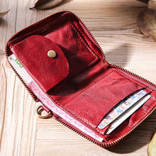 Load image into Gallery viewer, Hand Made Retro Genuine Leather Zipper Wallet