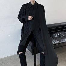 Load image into Gallery viewer, Drawstring Asymmetric Hem Midi Shirt