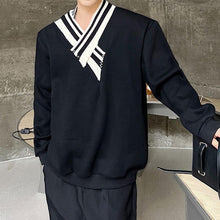 Load image into Gallery viewer, Thread Contrast V-neck Casual Sweatshirt