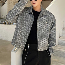 Load image into Gallery viewer, Houndstooth Lapel Cropped Jacket