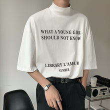 Load image into Gallery viewer, Half Turtleneck Printed Short Sleeve T-Shirt