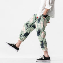 Load image into Gallery viewer, Cat Print Casual Cropped Pants
