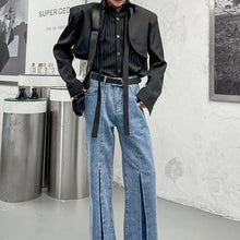 Load image into Gallery viewer, Black Fake Two Piece Tie Shirt