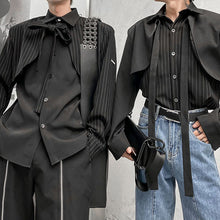 Load image into Gallery viewer, Black Fake Two Piece Tie Shirt