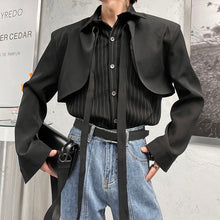 Load image into Gallery viewer, Black Fake Two Piece Tie Shirt
