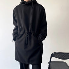 Load image into Gallery viewer, Dark Hood Lace Up Pullover Mid Length Coat