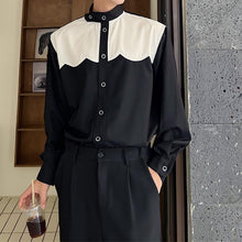 Load image into Gallery viewer, Asymmetric Stand Collar Contrasting Color Long Sleeve Shirt