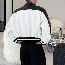 Load image into Gallery viewer, Black and White Contrast PU Leather Short Jacket