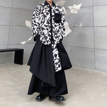 Load image into Gallery viewer, Black and White Floral Lapel Shirt