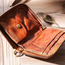Load image into Gallery viewer, Hand Made Retro Genuine Leather Zipper Wallet