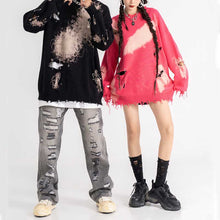 Load image into Gallery viewer, Pin Embellishments Tie-dye Ripped Couples Sweaters