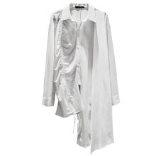 Load image into Gallery viewer, Drawstring Asymmetric Hem Midi Shirt