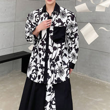 Load image into Gallery viewer, Black and White Floral Lapel Shirt